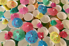 Umbrella cups ready to be filled for a Retirement Party
